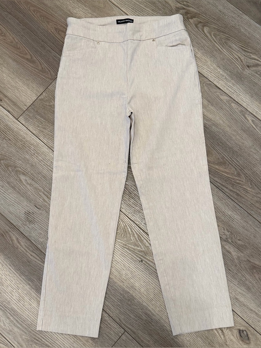 Hilary Radley Women’s Slim Straight Chinos in Light Taupe Size Med